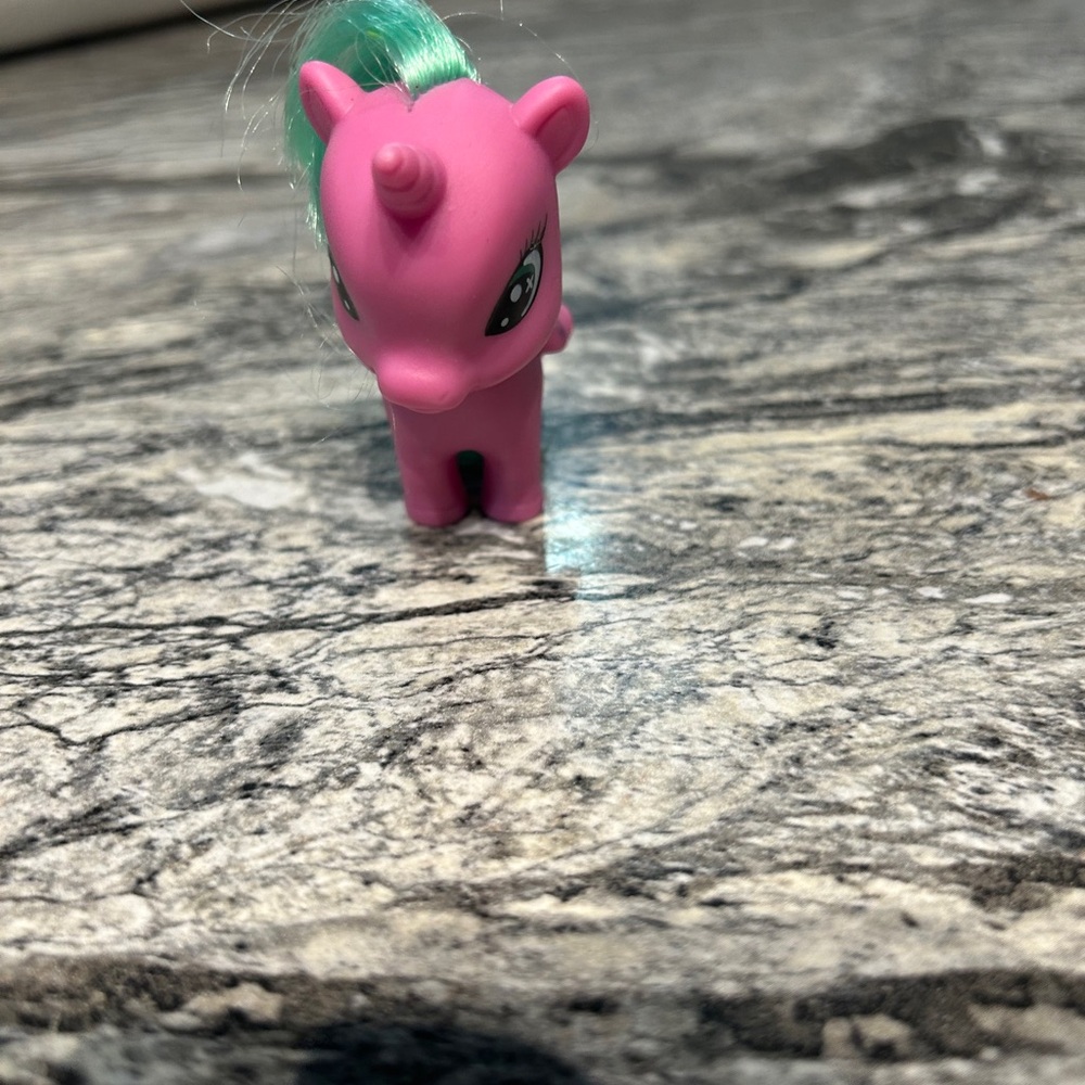Pink Unicorn Figurine with Green Mane